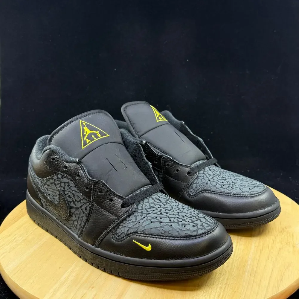 Nike Air Jordan 1 Low Black Elephant Print Yellow IM6568-010 Men's Size 10 New
